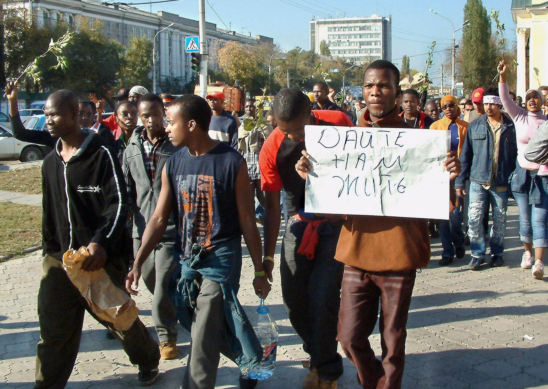 Foreign students protest against racist attacks, following the killing of 18-year-old Peruvian student Enrique Angeles Hurtado by an armed gang in Voronezh, Russia, on Oct. 10, 2005.Foreign students protest against racist attacks, following the killing of 18-year-old Peruvian student Enrique Angeles Hurtado by an armed gang in Voronezh, Russia, on Oct. 10, 2005.
