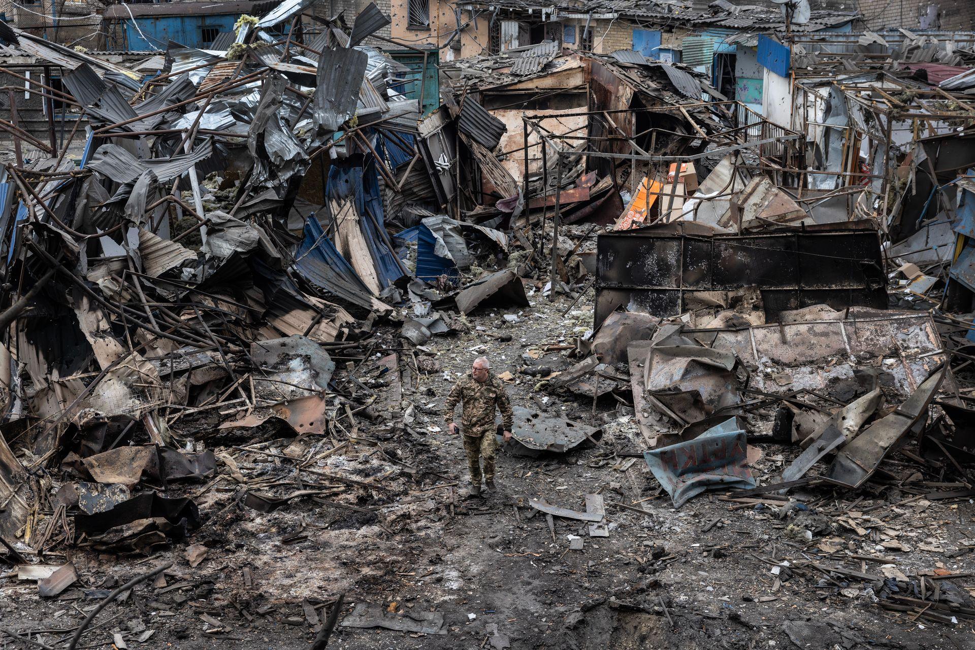 Ukrainian soldier in Dobropillia, Ukraine, on March 10, 2025.
